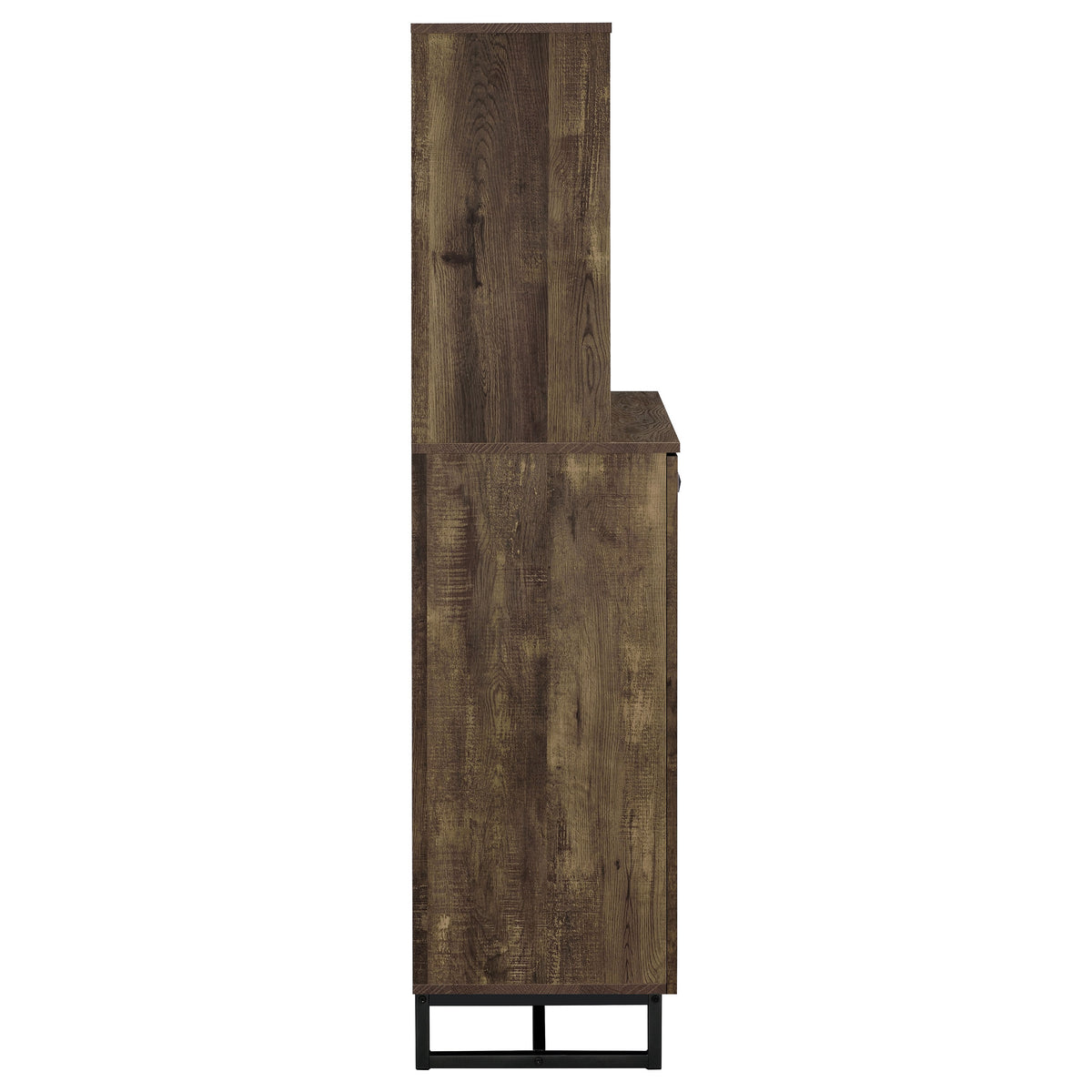Mendoza 2-Door Bar Cabinet with Wine & Stemware Storage - Rustic Oak Herringbone β view 9