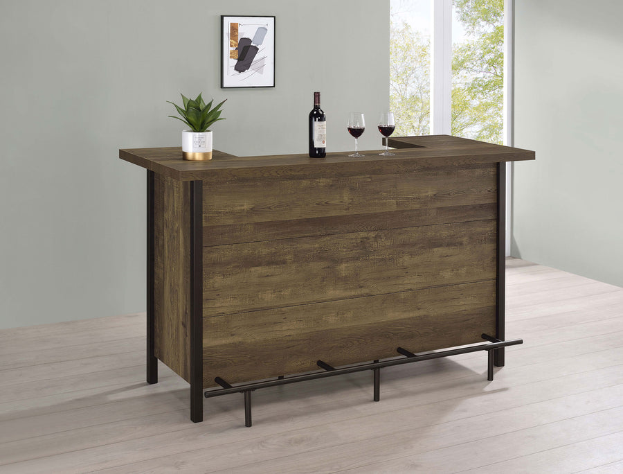 Bellemore Freestanding Home Bar - U-Shaped Wine Cabinet with Stemware Racks in Rustic Oak