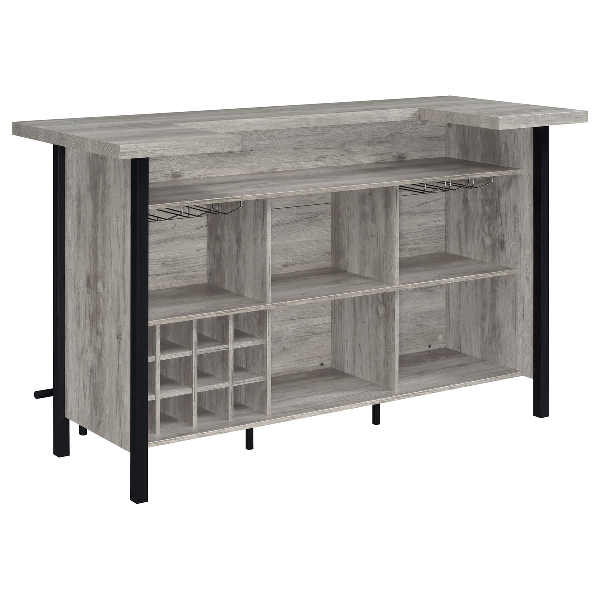 Bellemore U-Shaped Home Bar with Wine & Stemware Storage - Farmhouse Grey Driftwood – view 7