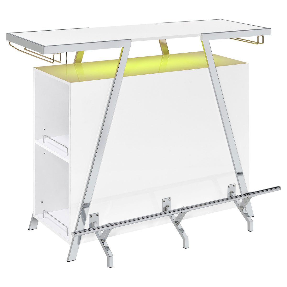 Araceli Freestanding Home Bar Cabinet with Color-Changing LED - White High Gloss & Chrome – view 11