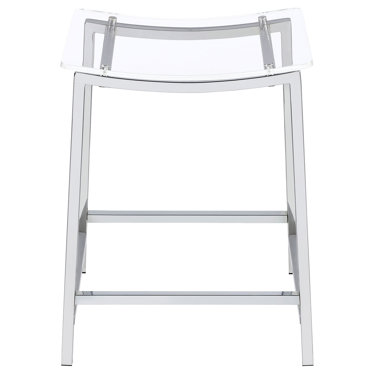 Jovani Backless Acrylic Counter Stools (Set of 2) - Clear Curved Seats on Chrome Frames – view 4