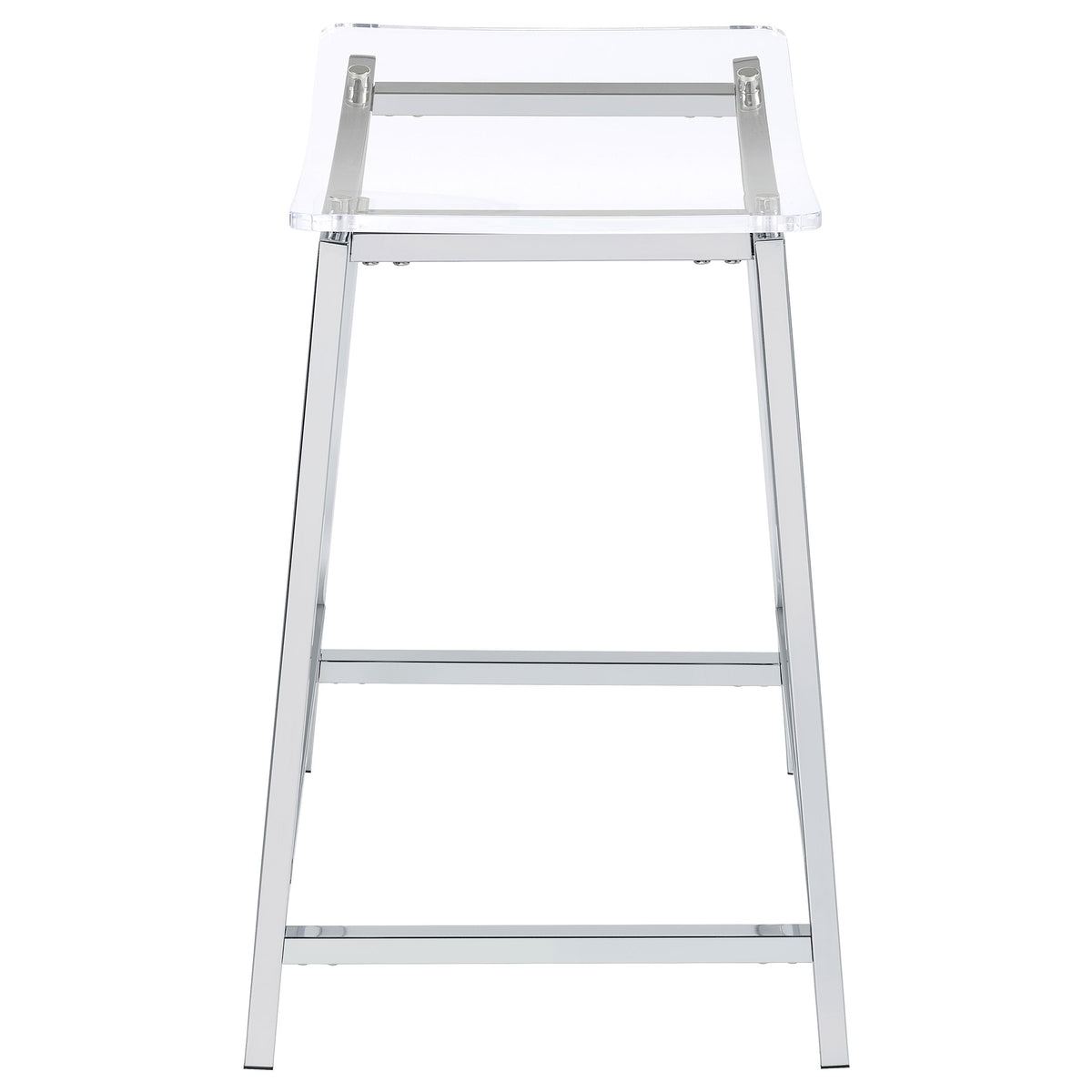 Jovani Backless Acrylic Counter Stools (Set of 2) - Clear Curved Seats on Chrome Frames – view 6