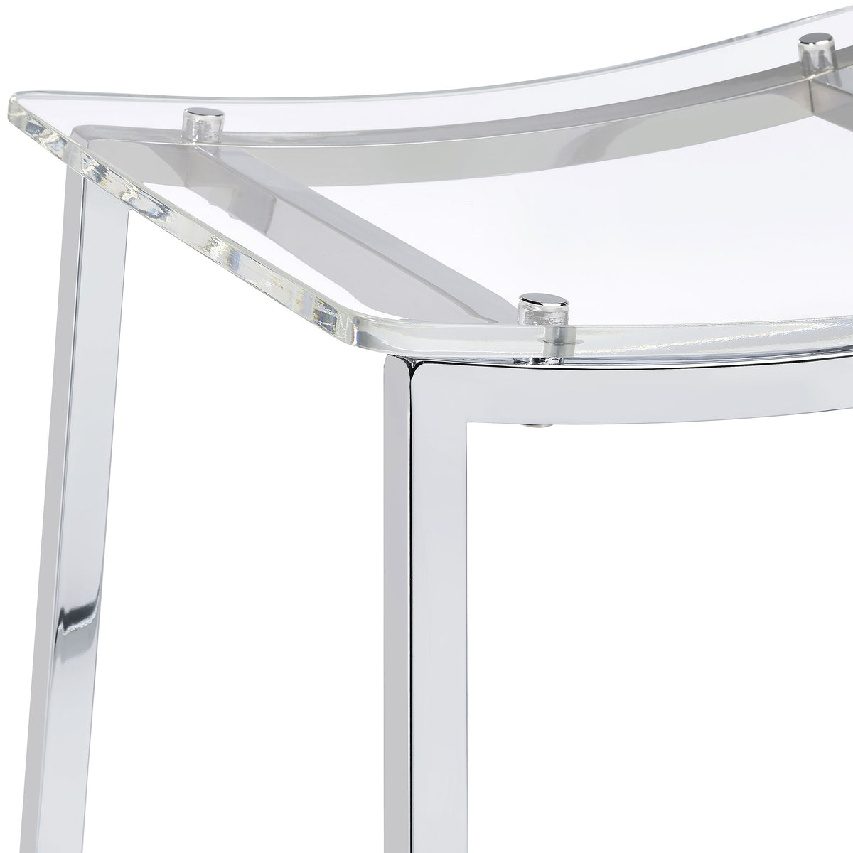 Jovani Backless Acrylic Counter Stools (Set of 2) - Clear Curved Seats on Chrome Frames – view 7