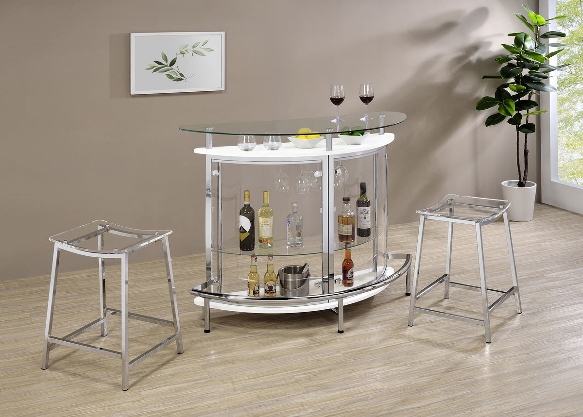 Jovani Backless Acrylic Counter Stools (Set of 2) - Clear Curved Seats on Chrome Frames – view 9