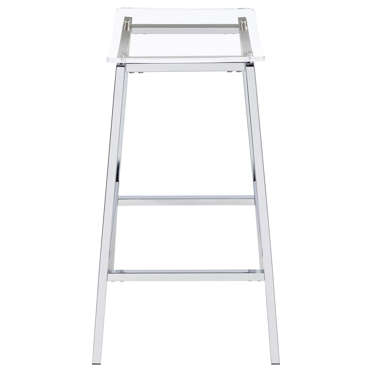 Jovani Backless Acrylic Bar Stools, Set of 2 - Curved Clear Seats on Polished Chrome Frames – view 6