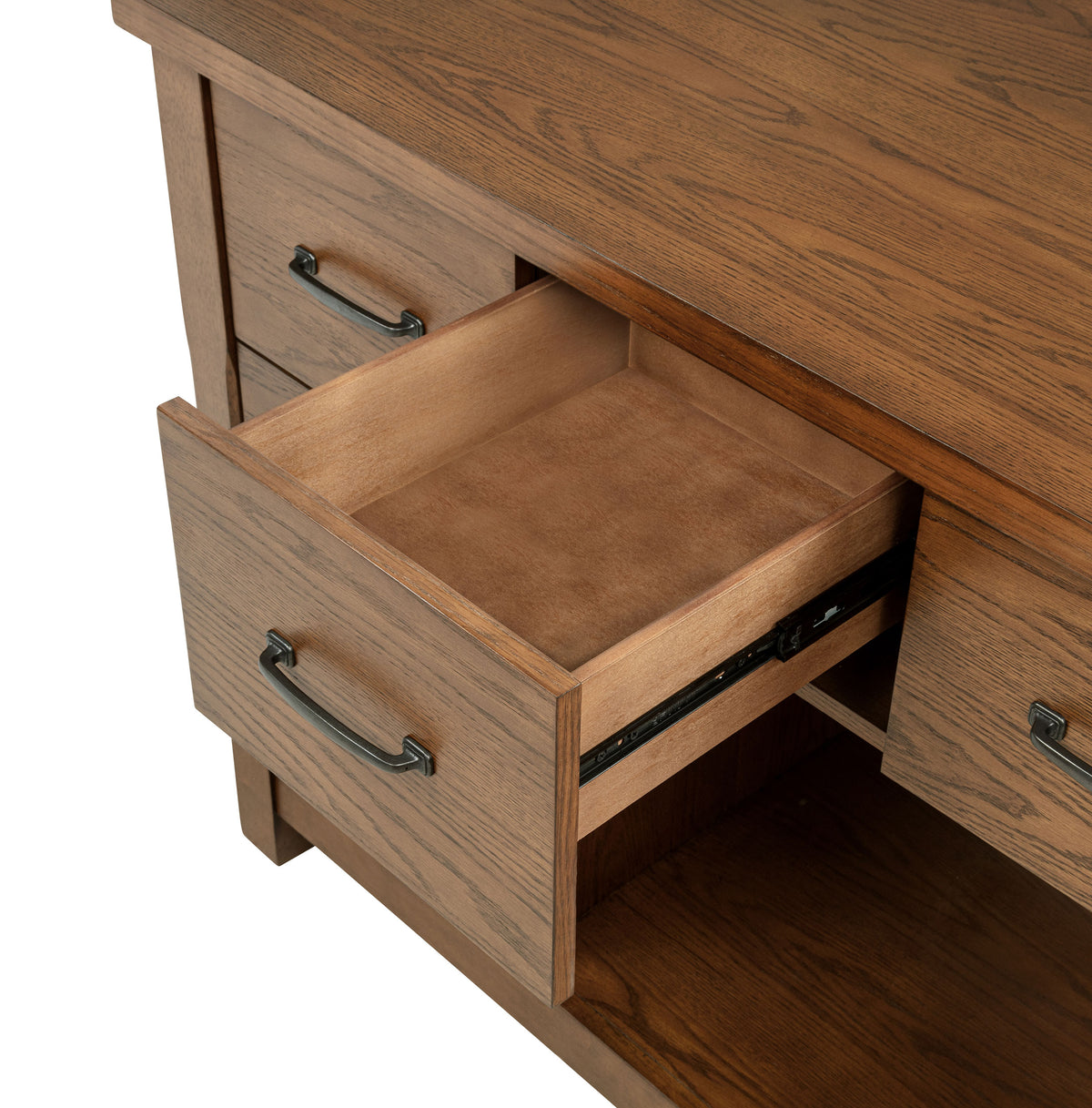 Mayfair 3-Piece Kitchen Island with Pull-Out Extension Table & 2 Stools - 10 Drawers in Dark Oak – view 9