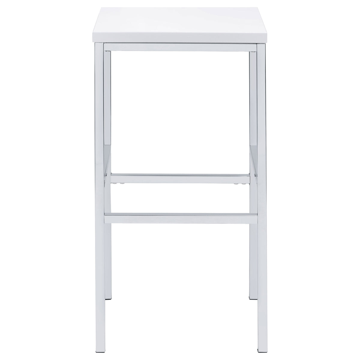 Natividad 5-Piece Pub Height Bar Table Set - White High Gloss with Chrome Frames & 4 Backless Stools – view 6