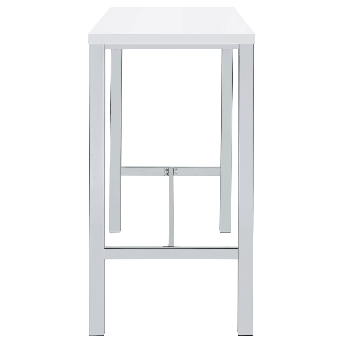 Natividad 5-Piece Pub Height Bar Table Set - White High Gloss with Chrome Frames & 4 Backless Stools – view 7