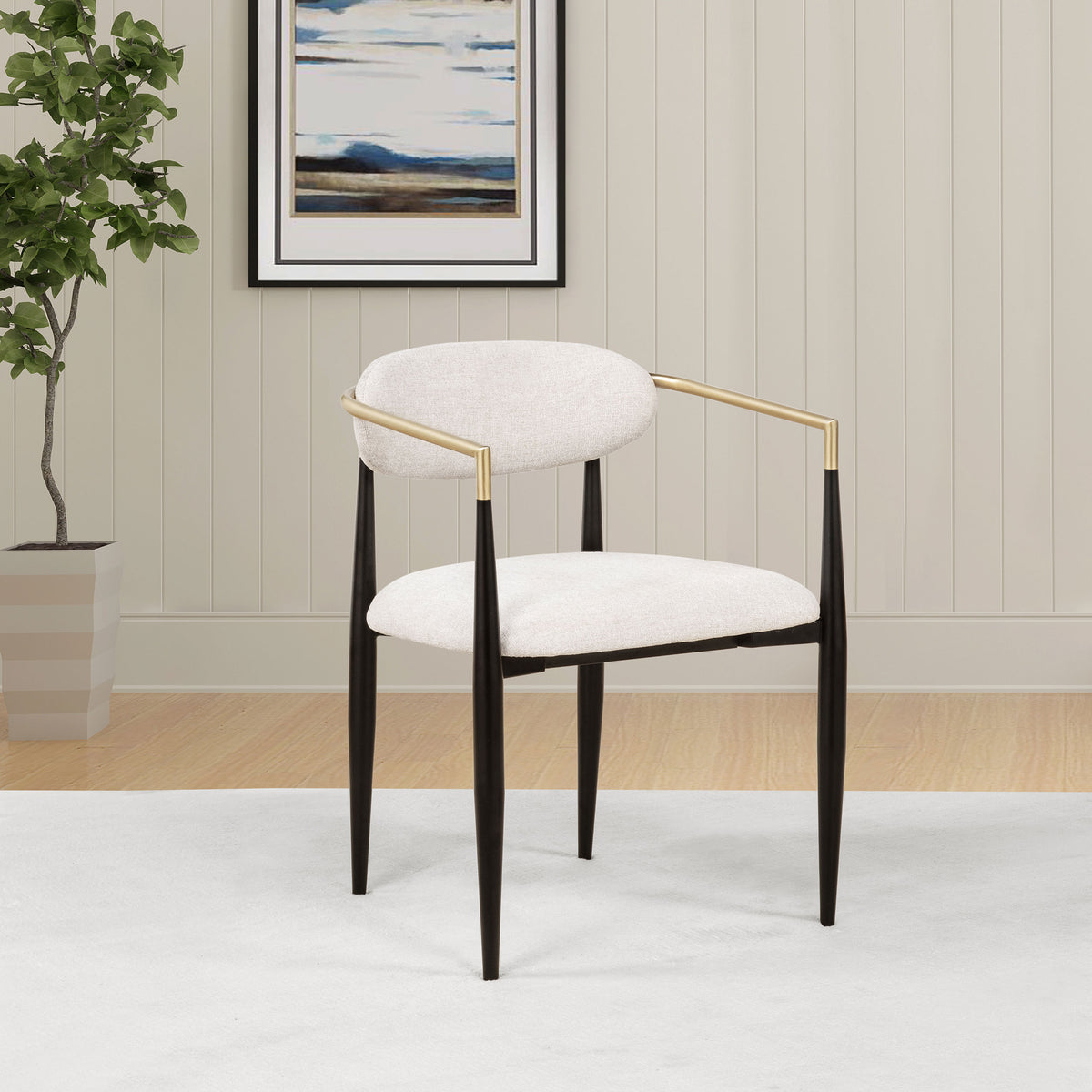 Bradbury Upholstered Dining Arm Chairs, Set of 2 - Oval Back with Black Metal Frame & Gold Accents – view 17
