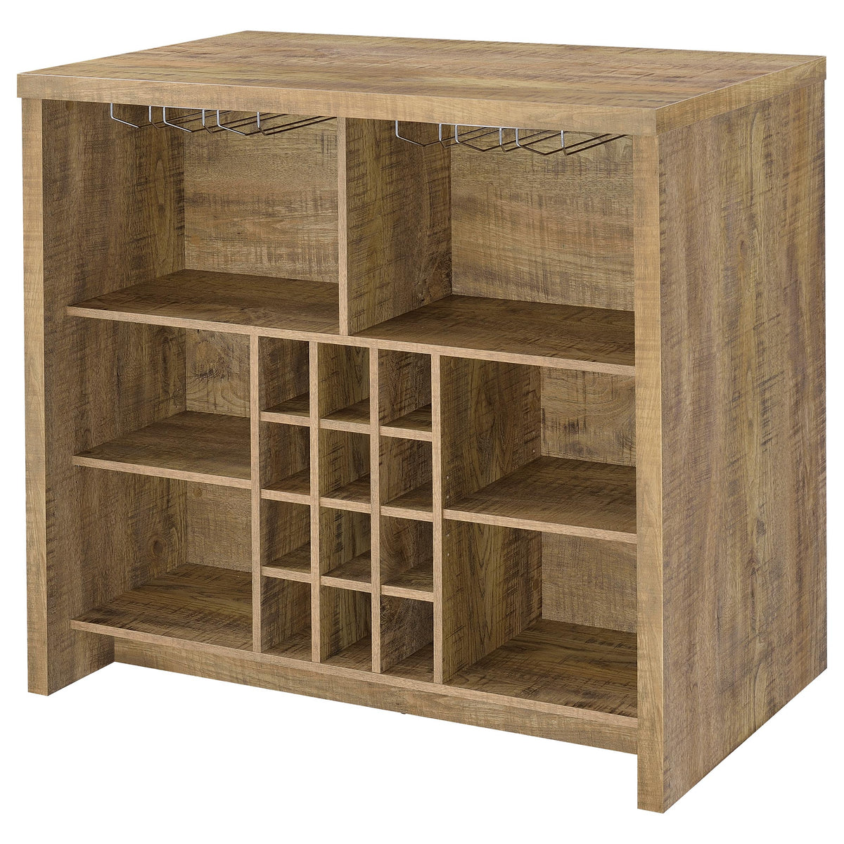 Topanga 47" Freestanding Home Bar - Mango Finish with 12-Bottle Wine Grid & Stemware Racks – view 8