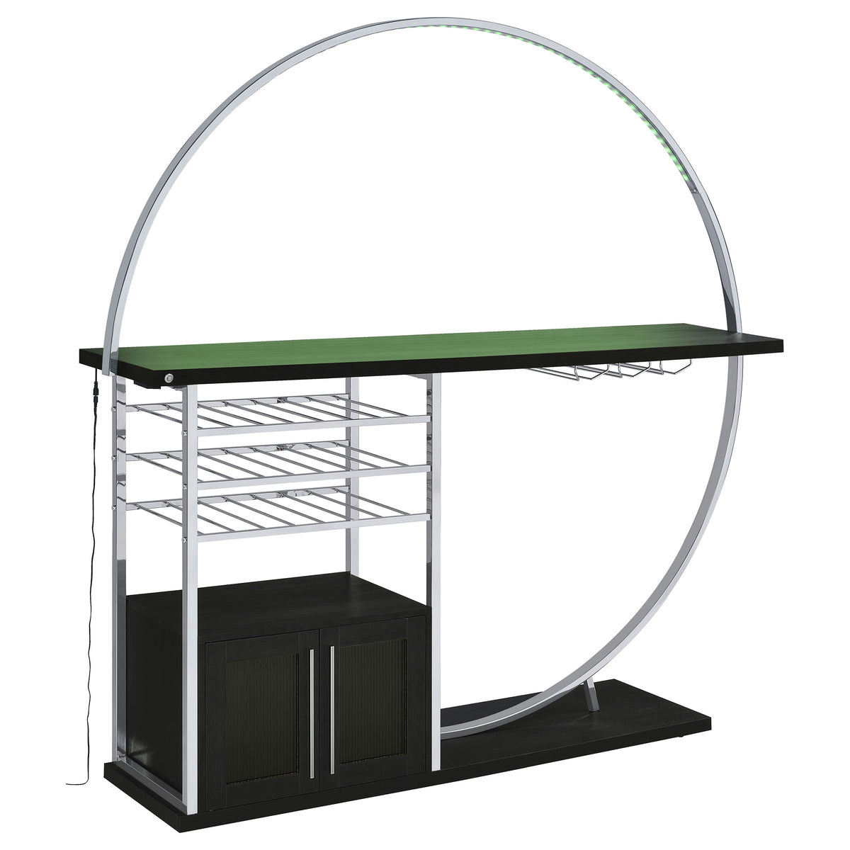 Risley Circular LED Wine Cabinet - 21-Bottle Storage & Stemware Rack in Dark Charcoal & Chrome – view 8
