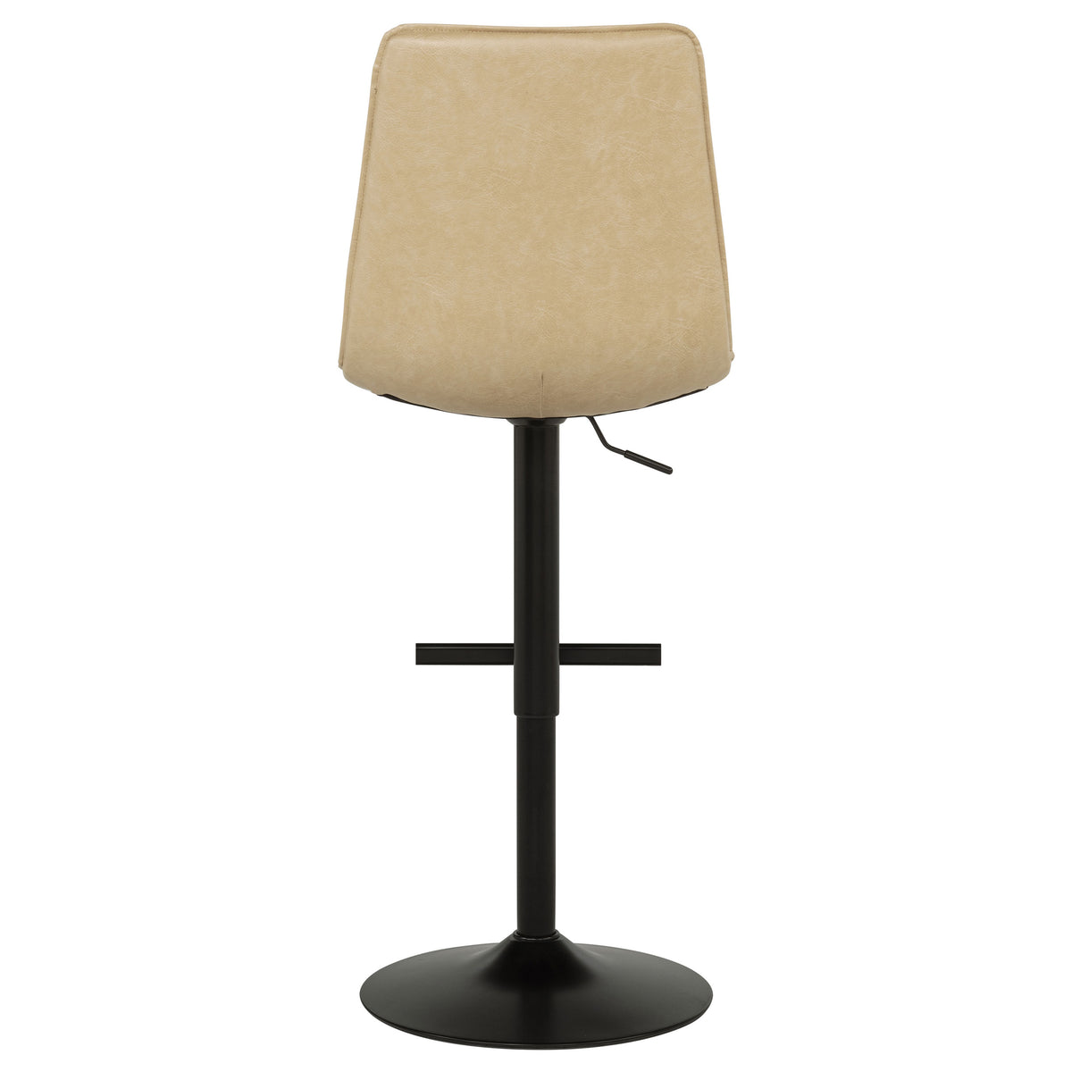 Eldridge Adjustable Height Bar Stool - Curved Back in Tan Faux Leather with Black Pedestal Base โ view 8