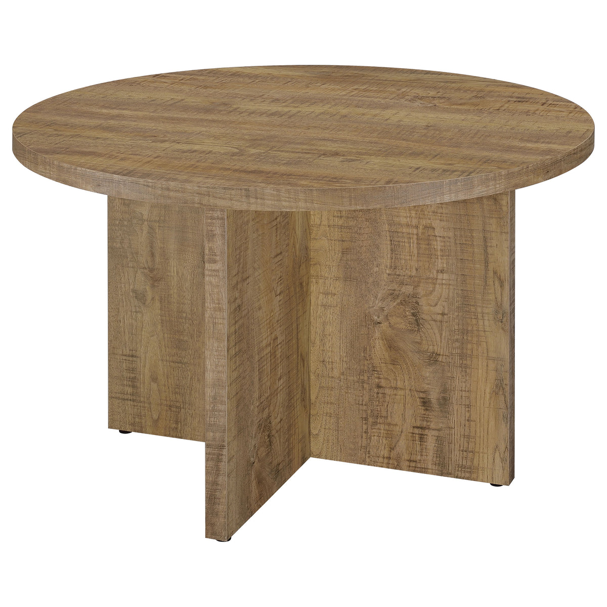 Jamestown 47" Round Dining Table - X-Cross Plank Pedestal Base in Textured Mango Finish – view 4