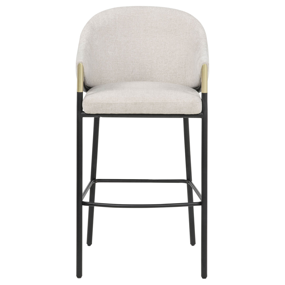 Chadwick High-Back Bar Chairs, Set of 2 - Beige Linen with Black Metal Legs & Gold Accents – view 3