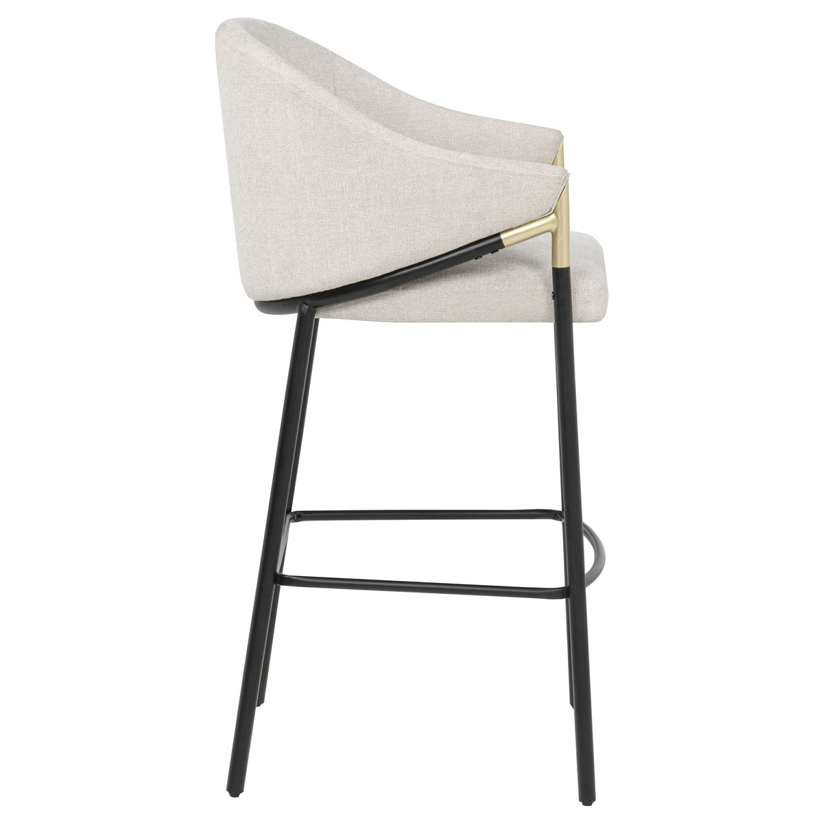 Chadwick High-Back Bar Chairs, Set of 2 - Beige Linen with Black Metal Legs & Gold Accents – view 9