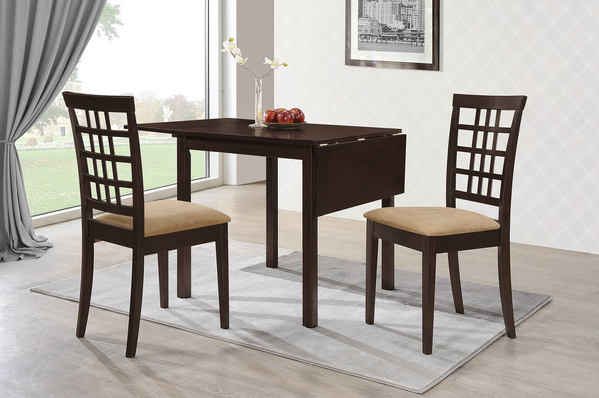 Kelso Drop-Leaf Dining Table & 3-Piece Set - Lattice-Back Chairs, Cappuccino Finish with Beige Seats – view 14