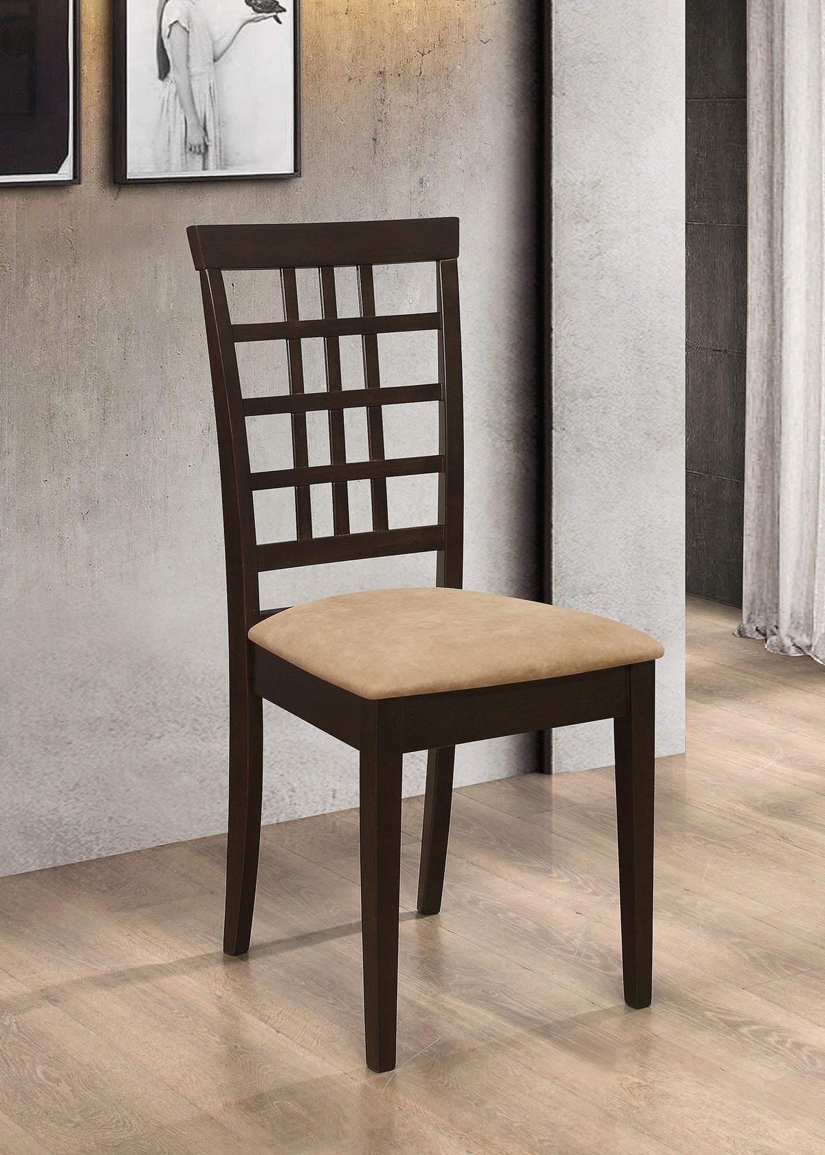 Kelso Drop-Leaf Dining Table & 3-Piece Set - Lattice-Back Chairs, Cappuccino Finish with Beige Seats - lifestyle