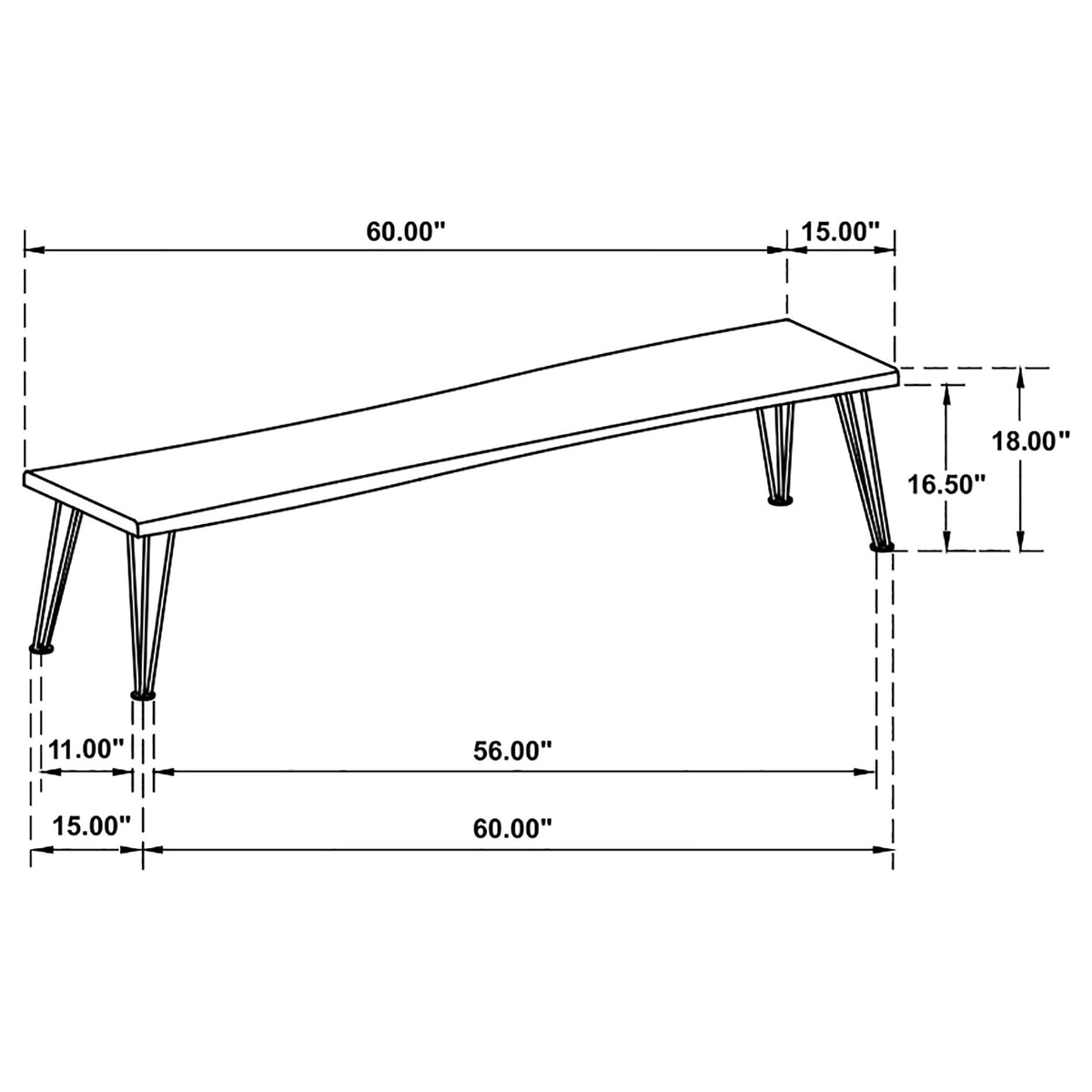 Sherman 71" Live Edge Acacia Dining Table & 60" Bench - Industrial Gunmetal Hairpin Legs – view 17