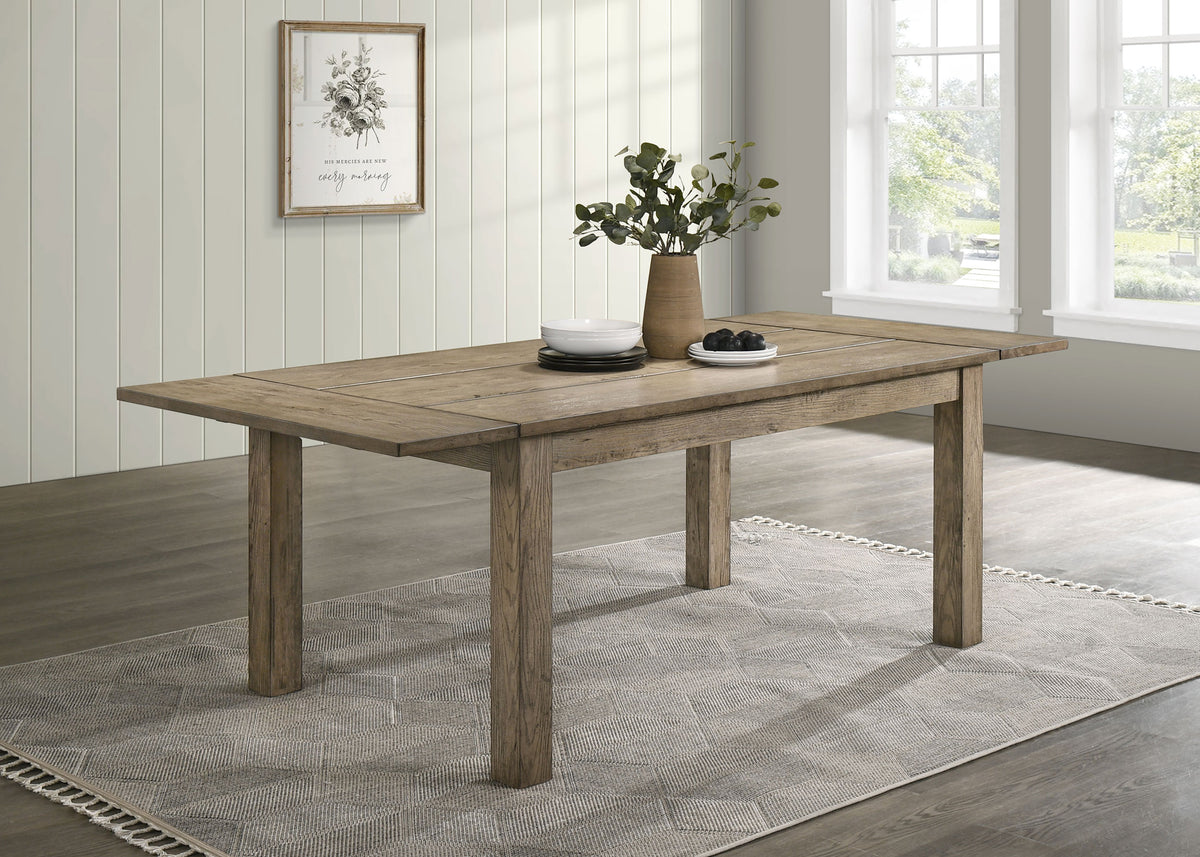 Cardova 87" Solid Wood Extension Dining Table & Sets - Rustic Vineyard Oak with Ladder-Back Chairs & Bench – view 1