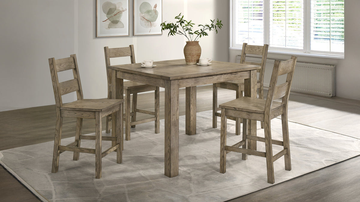 Cardova Square Counter Height Dining Table & Set - 5pcs- Counter Table + 4 Counter Chairs