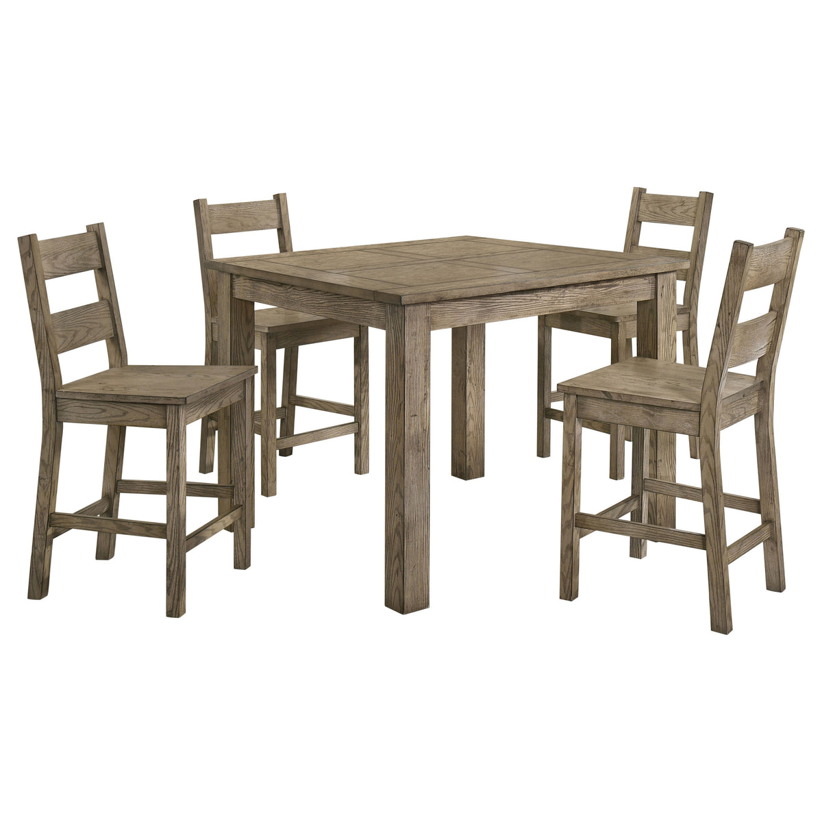 Cardova Square Counter Height Dining Table & Set - Rustic Vineyard Oak with Ladder-Back Chairs – view 14