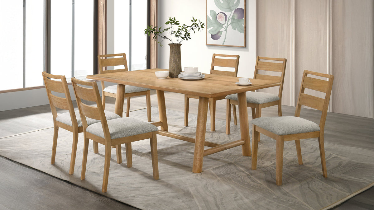 Duncan 71" Trestle Dining Table & 7-Piece Set - 7pcs- Table + 6 Side Chairs