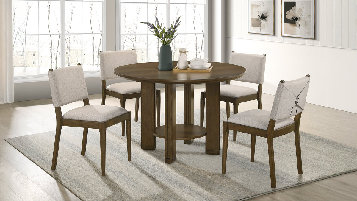 Ottowa Dining Collection - 5pcs- Round Table + 4 Side Chairs