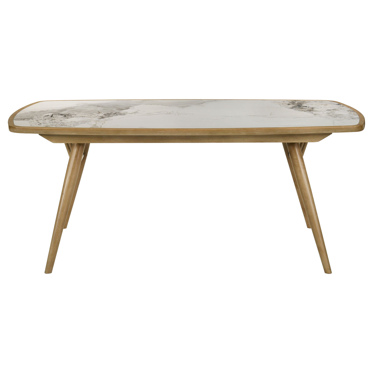 Croyden 73" Dining Table & 7-Piece Set - Ceramic Marble-Look Inlay Top with Grey Upholstered Chairs in Weathered Natural – view 16