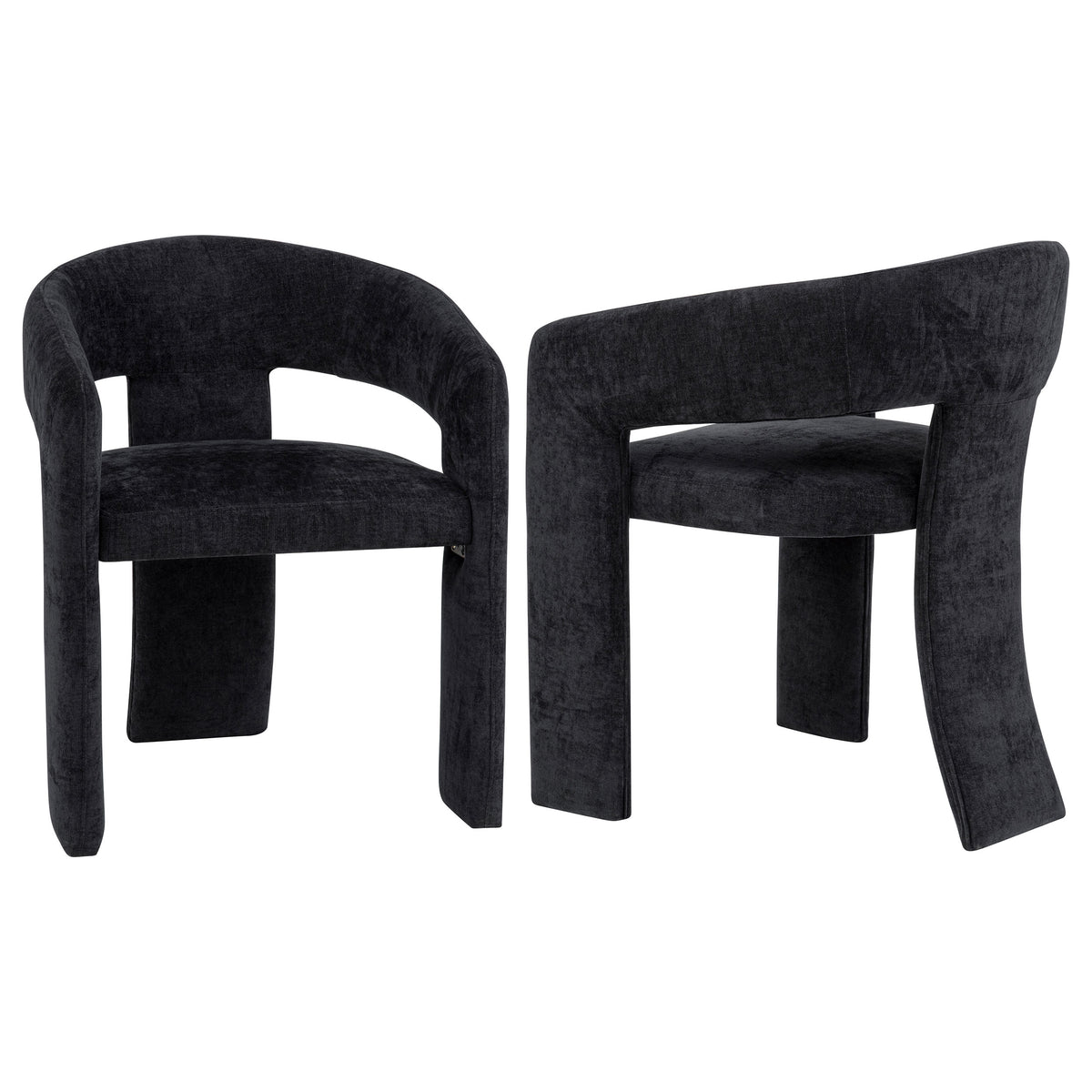 Carlow Sculptural Upholstered Dining Arm Chairs - Set of 2 Arm Chairs - Black