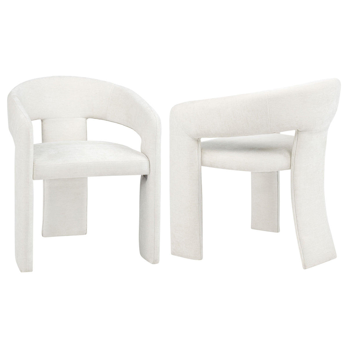 Carlow Sculptural Upholstered Dining Arm Chairs - Set of 2 Arm Chairs - White