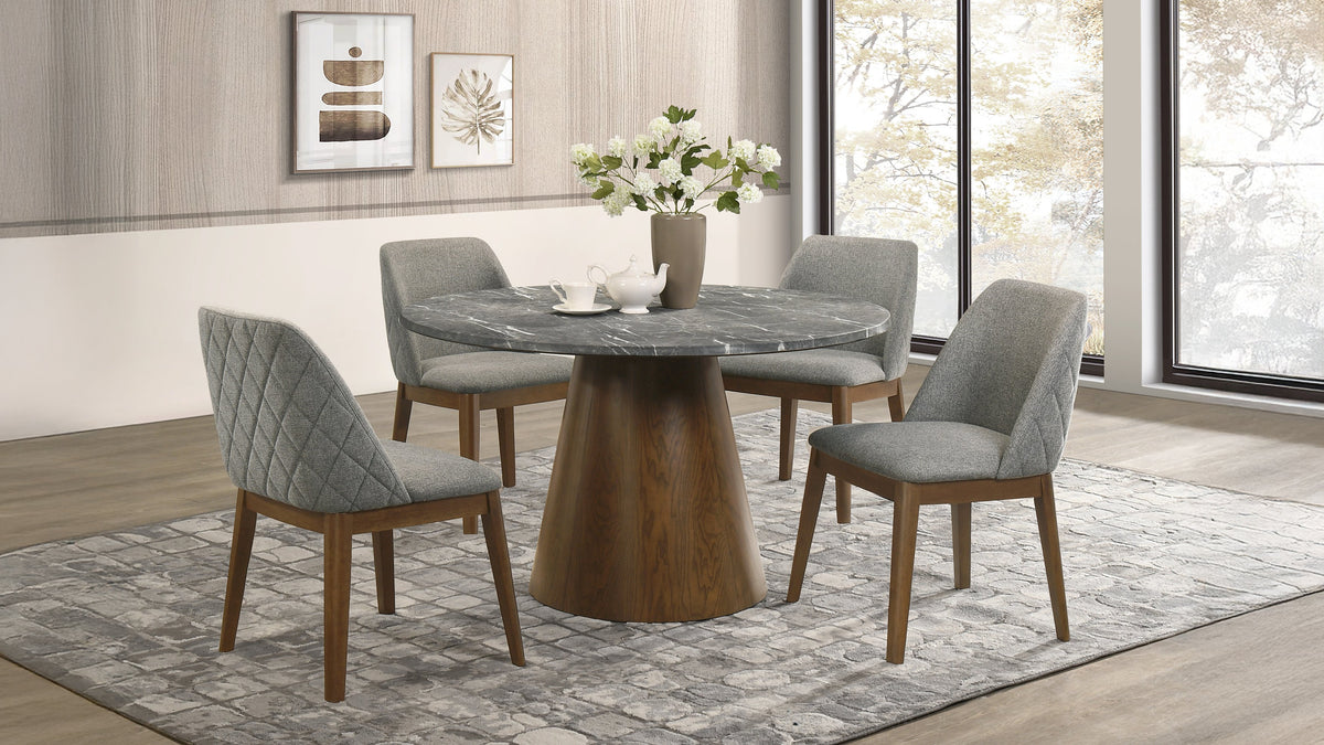 Franklin 50" Round Pedestal Dining Table & Set - 5pcs- Table + 4 Side Chairs