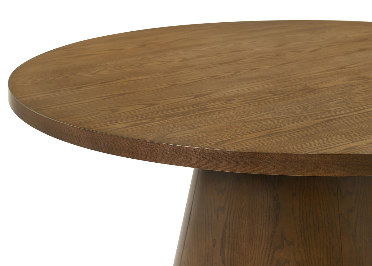 Benford 54" Round Pedestal Dining Table & 5-Piece Set - Mid-Century Dark Brown with Curved-Back Chairs – view 7