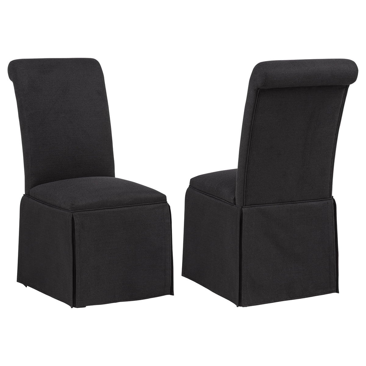 Shawna Skirted Parson Dining Chairs (Set of 2) - Black, Set of 2 Side Chairs