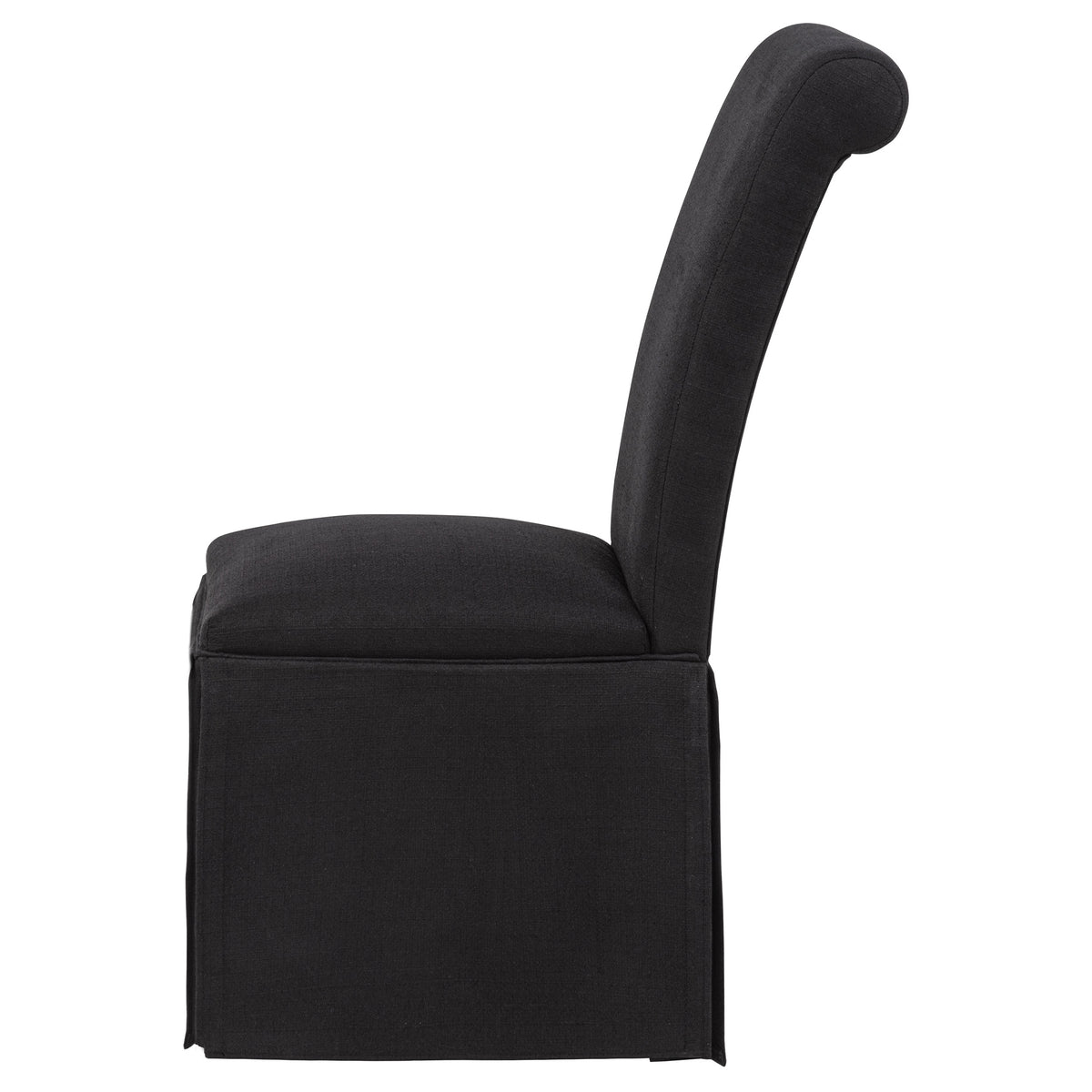 Shawna Skirted Parson Dining Chairs (Set of 2) - Tall Rolled-Top Back in Black or White Fabric – view 7