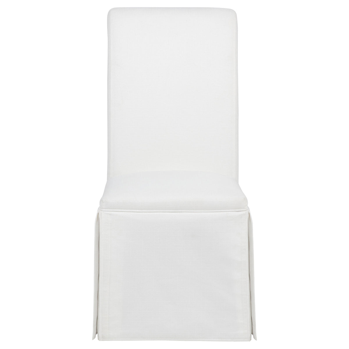 Shawna Skirted Parson Dining Chairs (Set of 2) - Tall Rolled-Top Back in Black or White Fabric – view 15