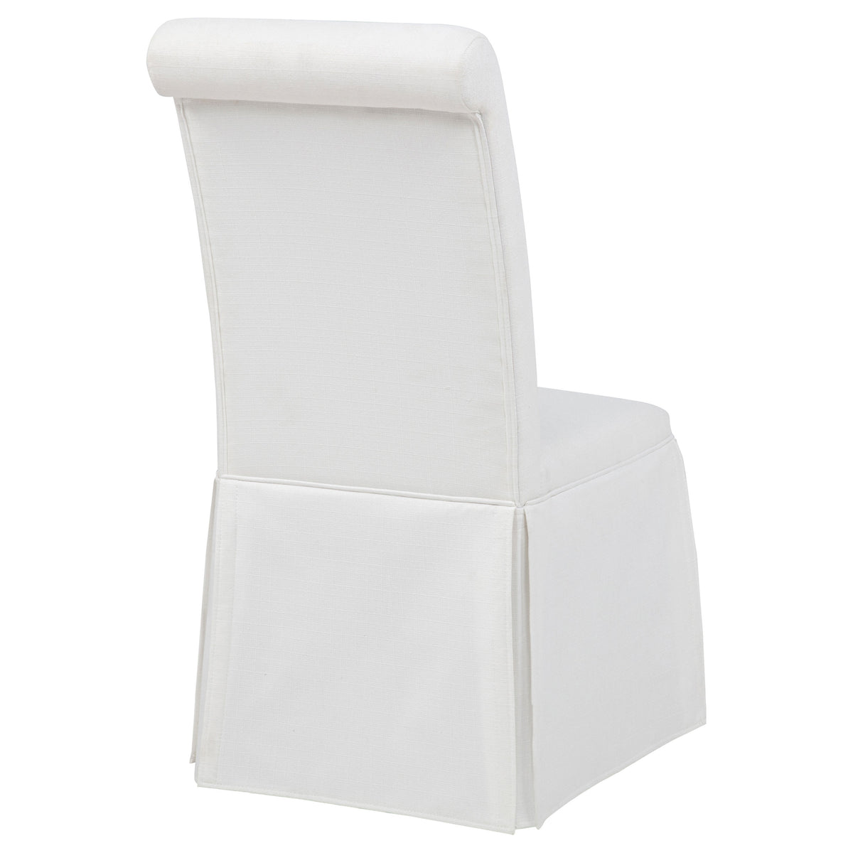Shawna Skirted Parson Dining Chairs (Set of 2) - Tall Rolled-Top Back in Black or White Fabric – view 18