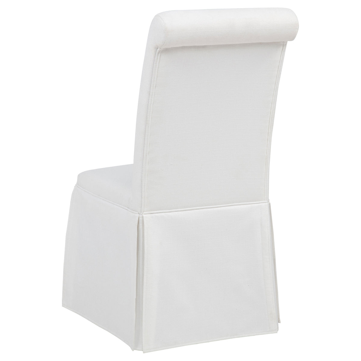 Shawna Skirted Parson Dining Chairs (Set of 2) - Tall Rolled-Top Back in Black or White Fabric – view 20