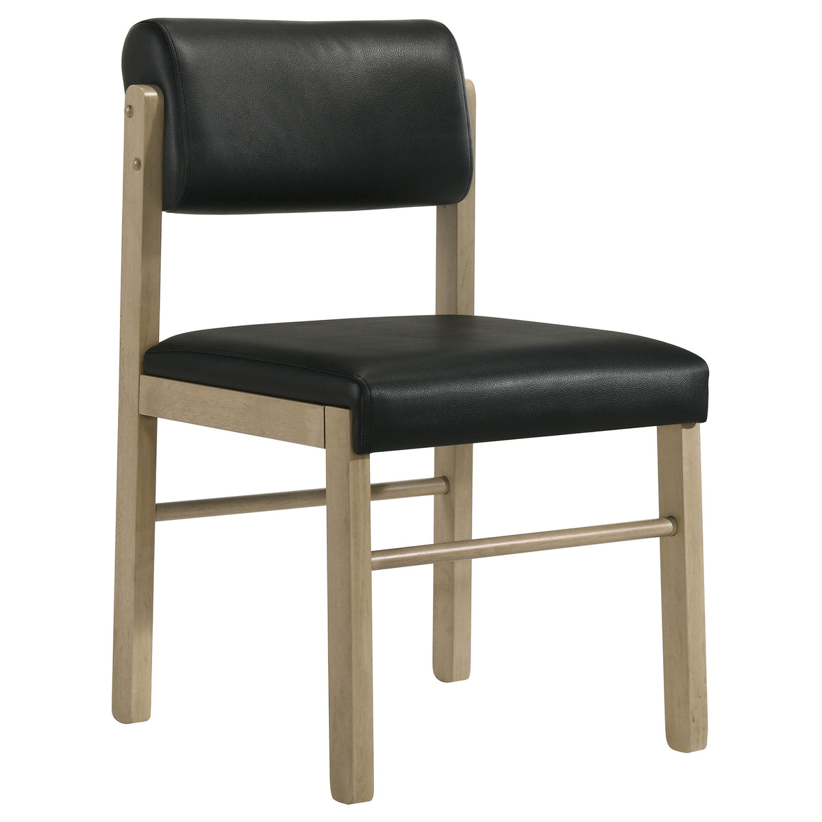 Kehoe Upholstered Dining Side Chairs, Set of 2 - Mid-Century Black Leatherette with Natural Oak or Walnut Frame โ view 4