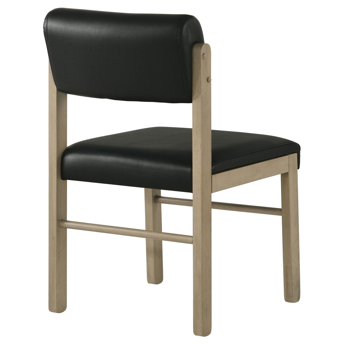 Kehoe Upholstered Dining Side Chairs, Set of 2 - Mid-Century Black Leatherette with Natural Oak or Walnut Frame โ view 9