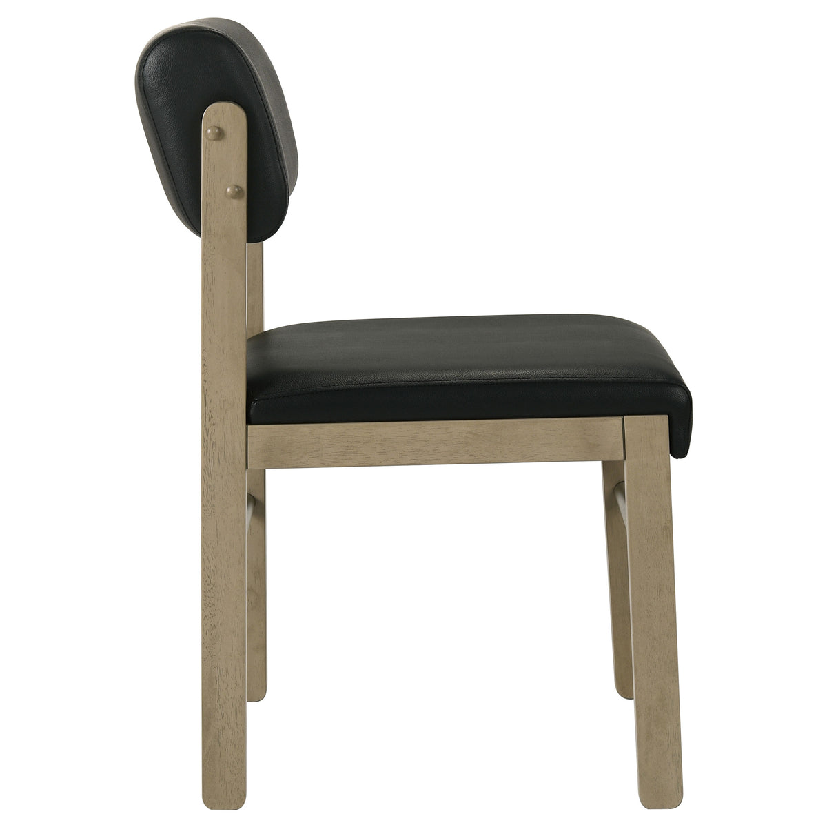 Kehoe Upholstered Dining Side Chairs, Set of 2 - Mid-Century Black Leatherette with Natural Oak or Walnut Frame โ view 10