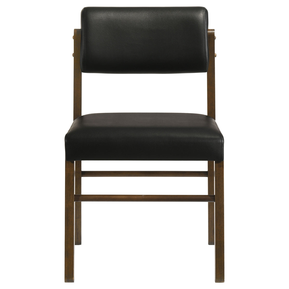 Kehoe Upholstered Dining Side Chairs, Set of 2 - Mid-Century Black Leatherette with Natural Oak or Walnut Frame โ view 15