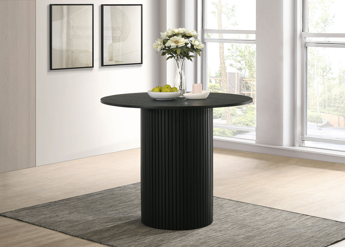Hamlyn 43" Round Counter Height Dining Table & 5-Piece Sets - Black Fluted Pedestal with Upholstered Chairs – view 1