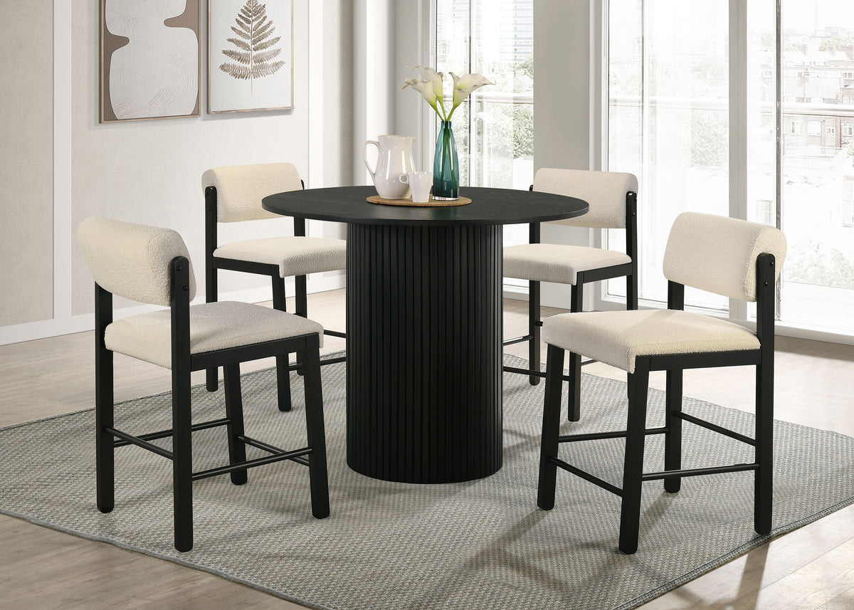 Hamlyn 43" Round Counter Height Dining Table & 5-Piece Sets - Black Fluted Pedestal with Upholstered Chairs – view 10