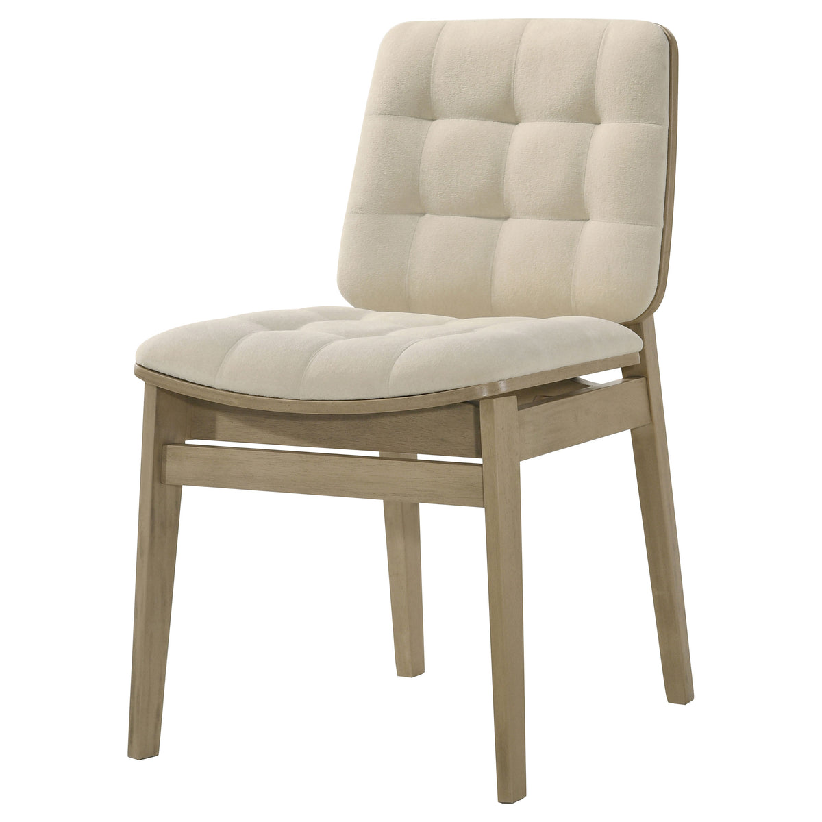 Redbridge Channel-Tufted Velvet Dining Side Chairs (Set of 2) - Cream with Natural Oak or Walnut Frame – view 7