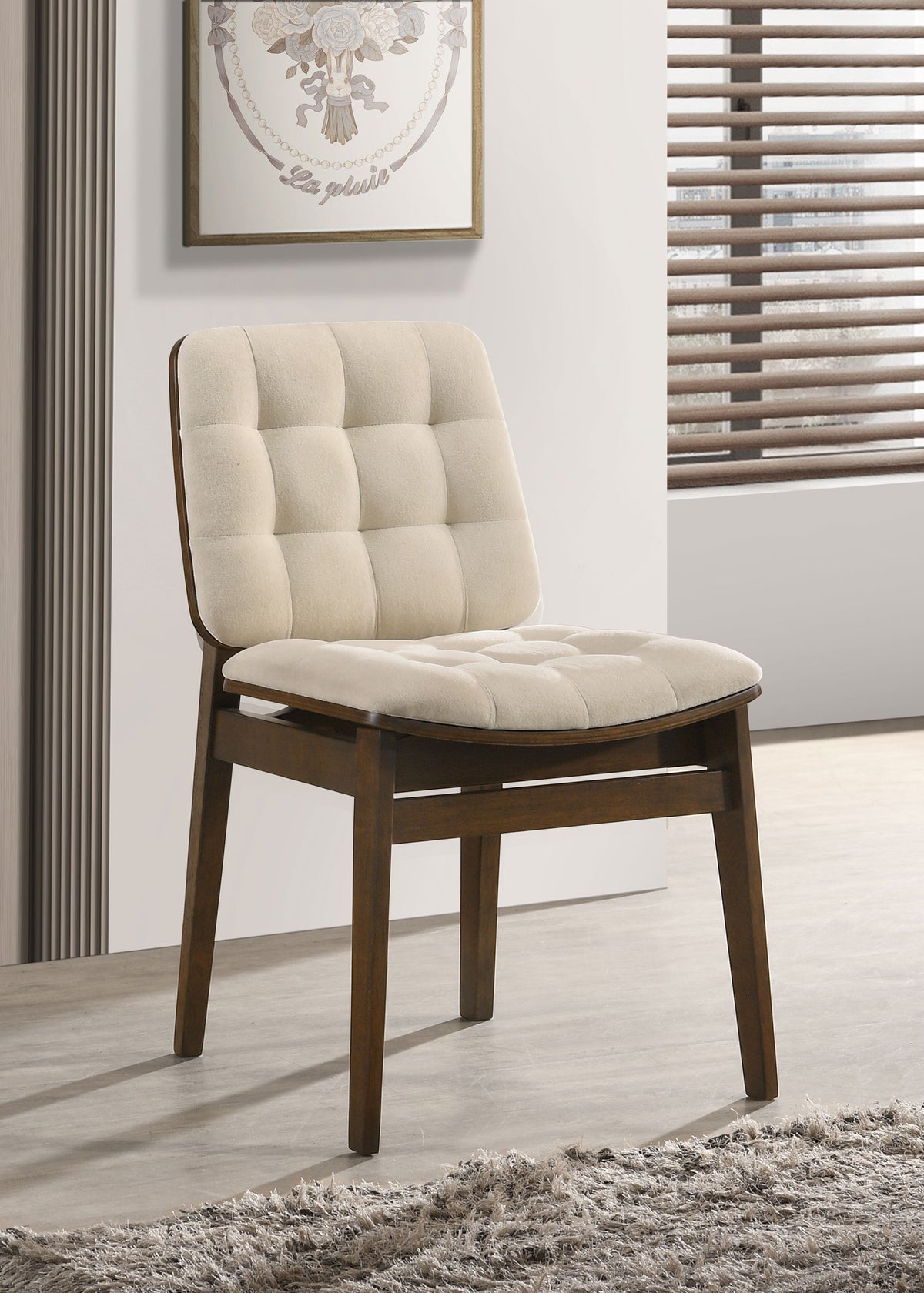 Redbridge Channel-Tufted Velvet Dining Side Chairs (Set of 2) - Cream with Natural Oak or Walnut Frame – view 2