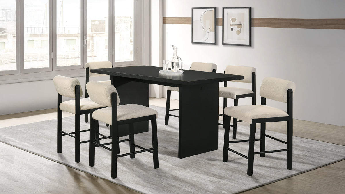 Decker 70" Counter Height Dining Table & 7-Piece Sets - 7pcs- Table + 6 Cream Upholstered Chairs