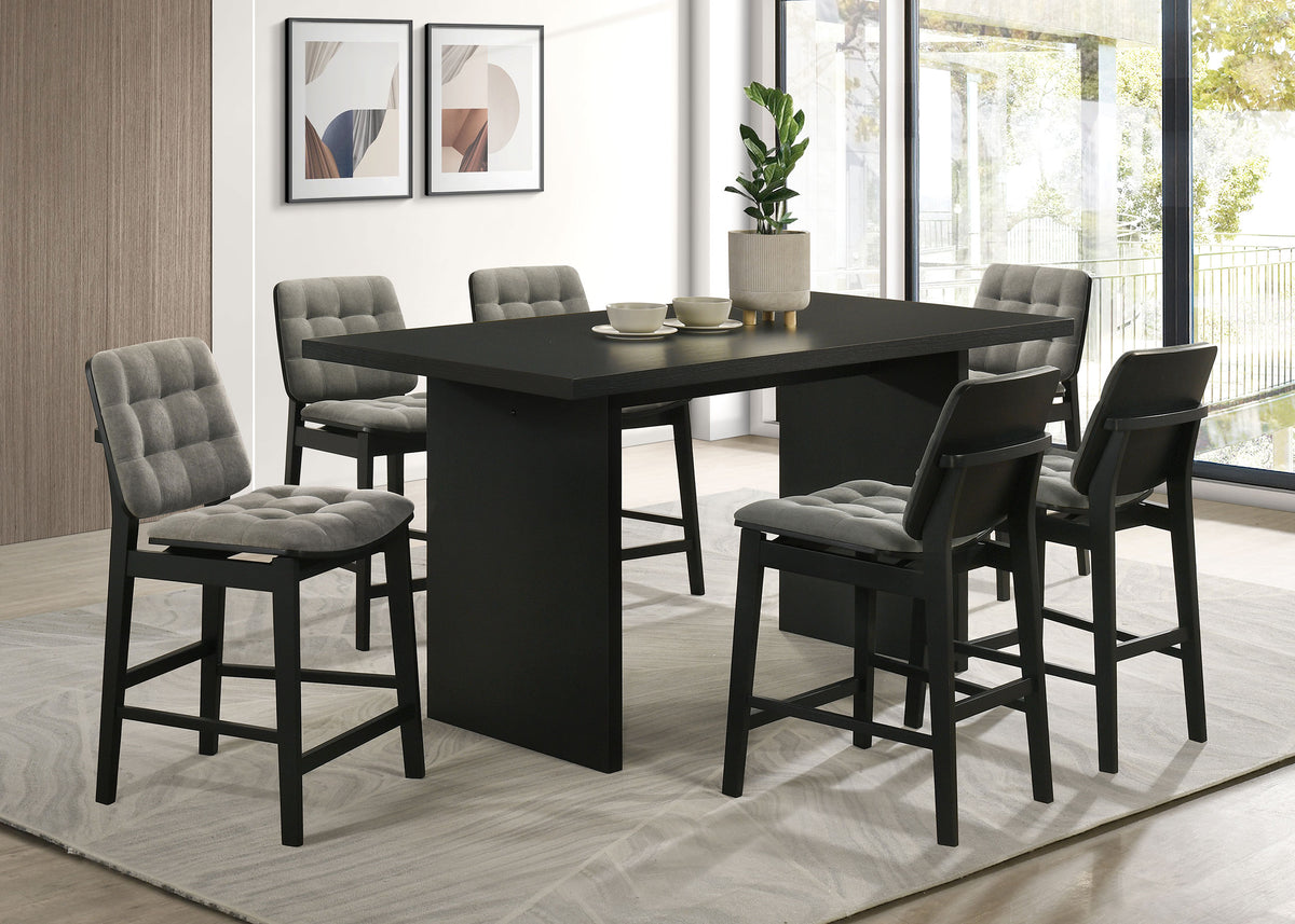 Decker 70" Counter Height Dining Table & 7-Piece Sets - Black Slab Top with Upholstered Counter Chairs – view 13