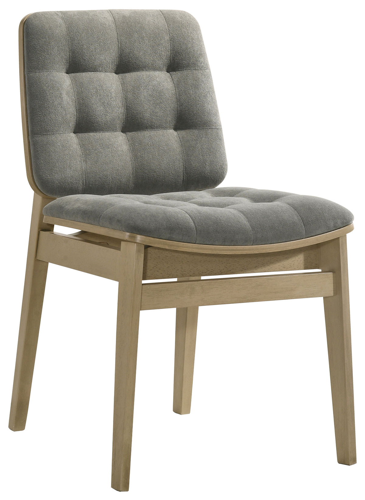 Redbridge Channel-Tufted Grey Velvet Dining Side Chairs (Set of 2) - Natural Oak or Walnut Wood Frame – view 4
