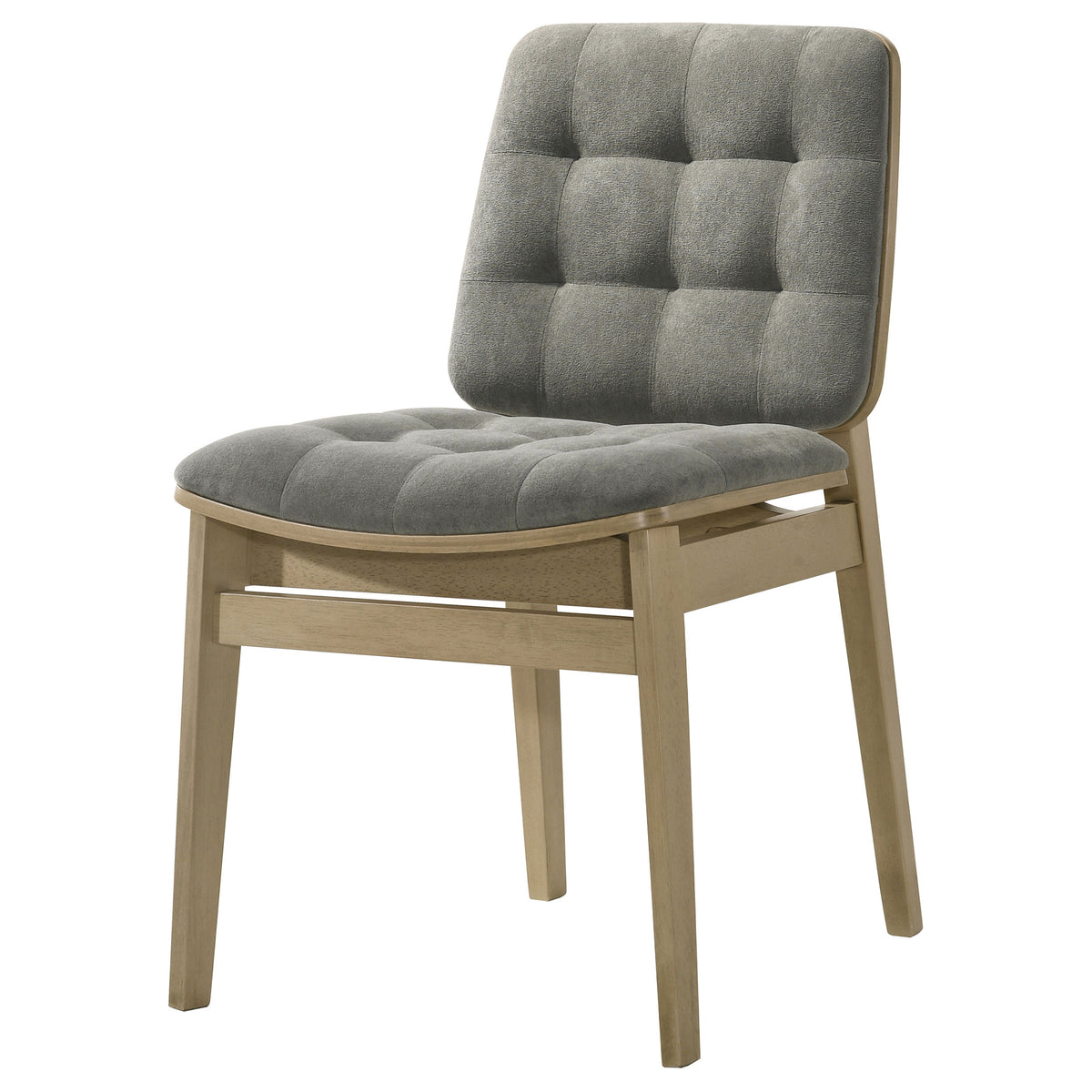 Redbridge Channel-Tufted Grey Velvet Dining Side Chairs (Set of 2) - Natural Oak or Walnut Wood Frame – view 6