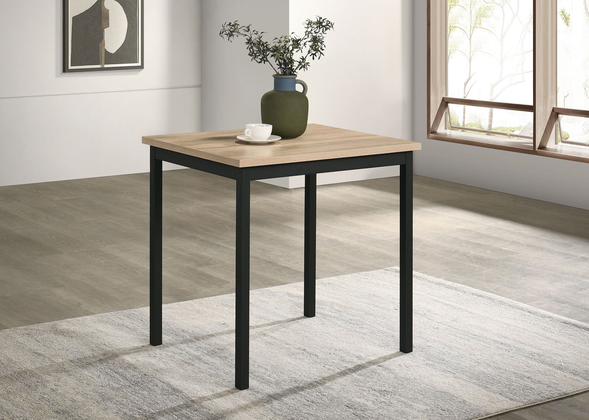 Garza Space-Saving Dining Table & 5-Piece Sets - Greige Oak Top, Black Metal Frame & Leatherette Chairs – view 1
